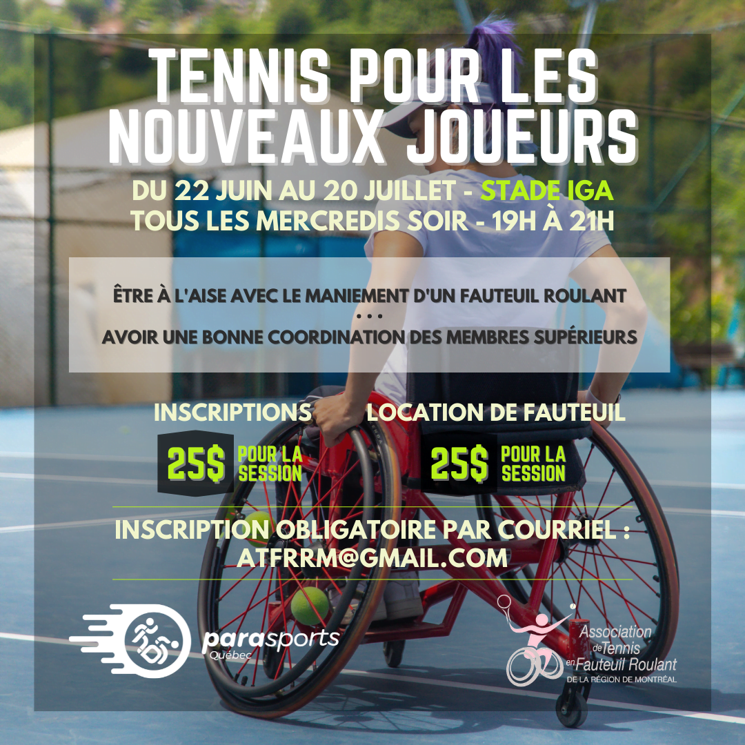 Cours de tennis - Association de Tennis en Fauteuil Roulant de la Région de Montréal