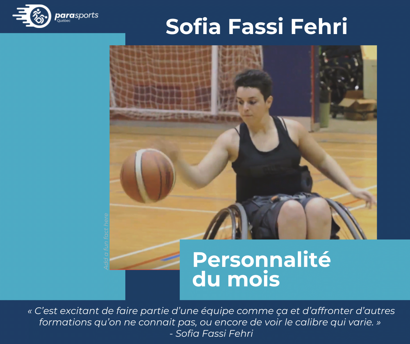 Personnalité du mois de juillet - Sofia Fassi Fehri