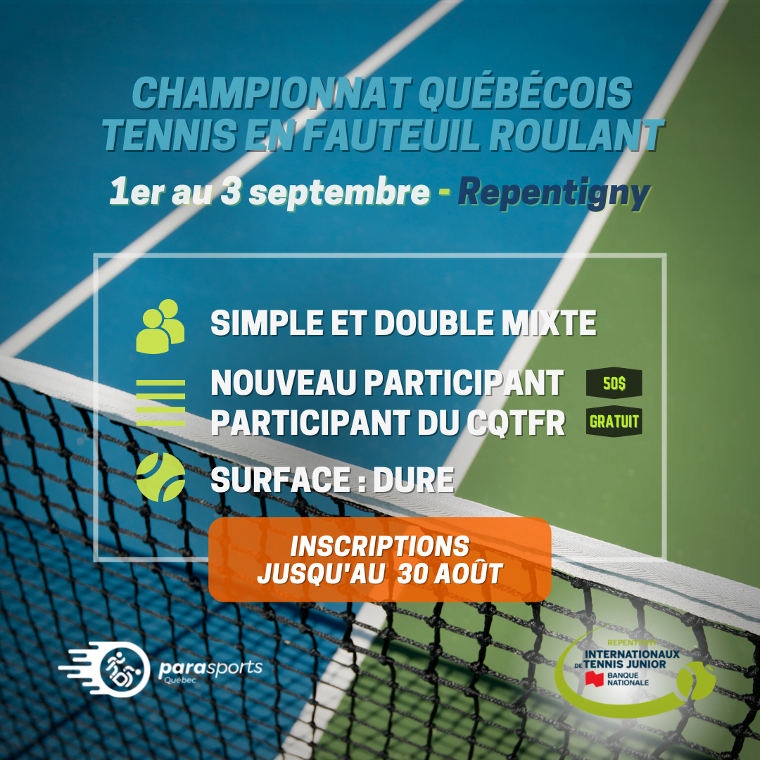 Championnat québécois tennis en fauteuil roulant - Repentigny - Septembre 2022