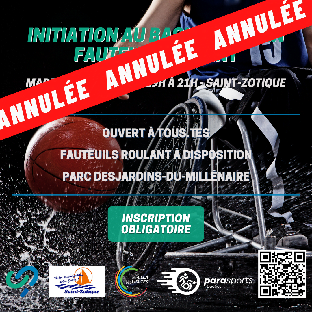 Parasports Québec - Affiche initiation basket en fauteuil roulant - 23 août